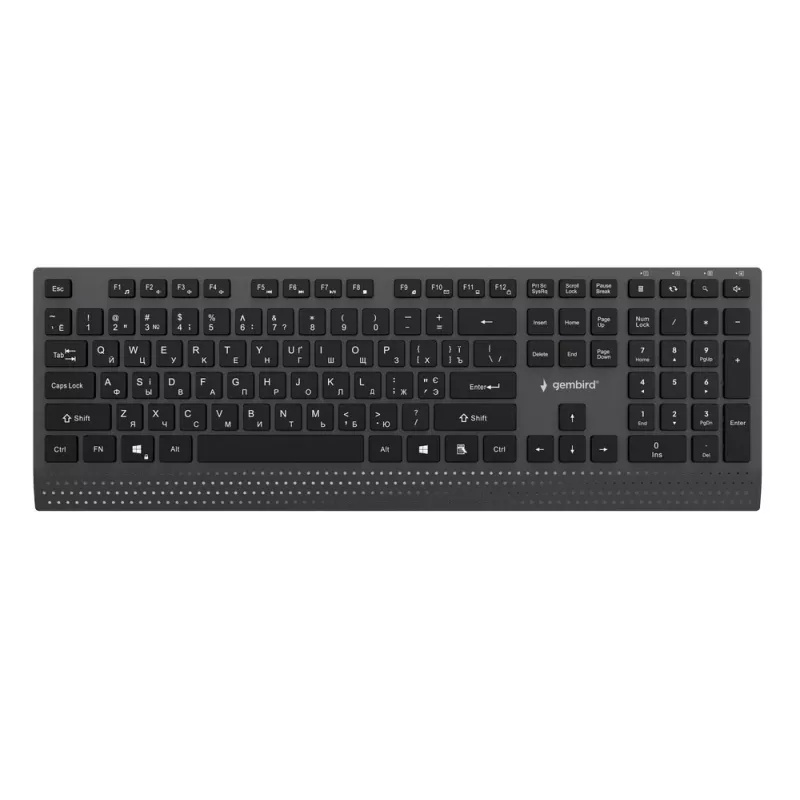 Gembird KB-MCH-06-CYRL tastiera multimediale filare sottile con adattatore Type-C, layout cirillico, nero