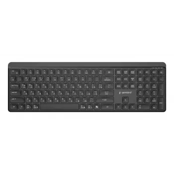 Gembird KB-WPS-03-CYRL Tastiera wireless slim dual-mode (2.4G + BT), Layout russo/cirillico, Nero