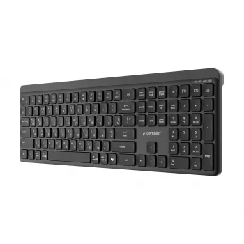 Gembird KB-WPS-03-CYRL Tastiera wireless slim dual-mode (2.4G + BT), Layout russo/cirillico, Nero