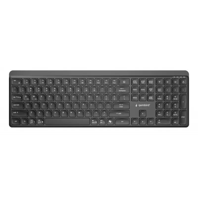 Gembird KB-WPS-03 Dual-Mode Pro-Business Slim Tastiera wireless, 2.4G + Bluetooth, layout US, nera