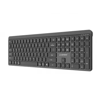 Gembird KB-WPS-03 Dual-Mode Pro-Business Slim Tastiera wireless, 2.4G + Bluetooth, layout US, nera