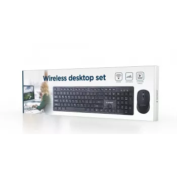 GEMBIRD KBS-WCH-04-RU Set Tastiera e Mouse Wireless, Layout Russo, Nero
