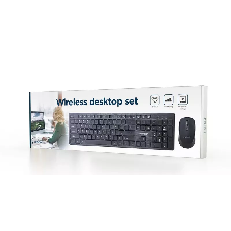 GEMBIRD KBS-WCH-04-RU Set Tastiera e Mouse Wireless, Layout Russo, Nero