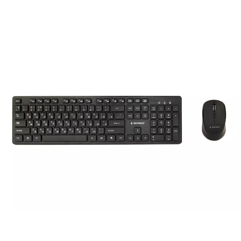 GEMBIRD KBS-WCH-04-RU Set Tastiera e Mouse Wireless, Layout Russo, Nero