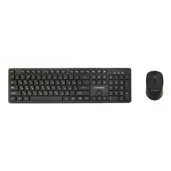 GEMBIRD KBS-WCH-04-RU Set Tastiera e Mouse Wireless, Layout Russo, Nero