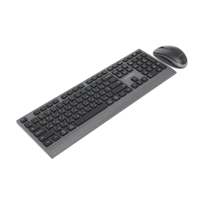 Gembird KBS-WPS-02-CYRL set tastiera e mouse wireless dual-mode, 2.4G + Bluetooth, layout russo cirillico, nero