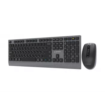 Gembird KBS-WPS-02-CYRL set tastiera e mouse wireless dual-mode, 2.4G + Bluetooth, layout russo cirillico, nero
