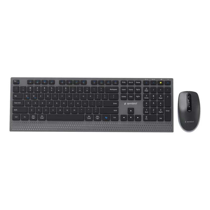 Gembird KBS-WPS-02 set desktop wireless slim dual-mode, 2.4GHz + Bluetooth, layout US (tastiera e mouse)