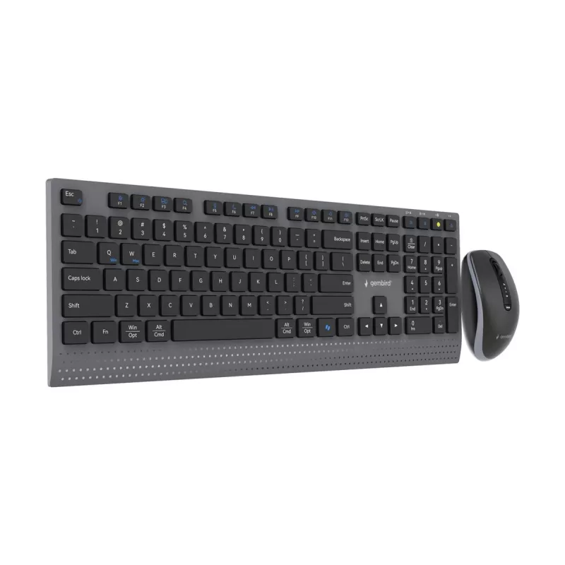 Gembird KBS-WPS-02 set desktop wireless slim dual-mode, 2.4GHz + Bluetooth, layout US (tastiera e mouse)
