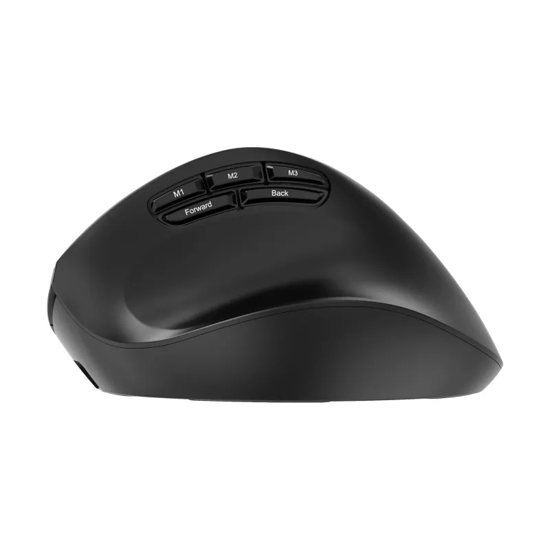 Gembird MUSW3-9B-01 mouse ergonomico wireless triple-mode (2,4 GHz + Bluetooth + USB-C), 2400 DPI, 9 tasti, nero