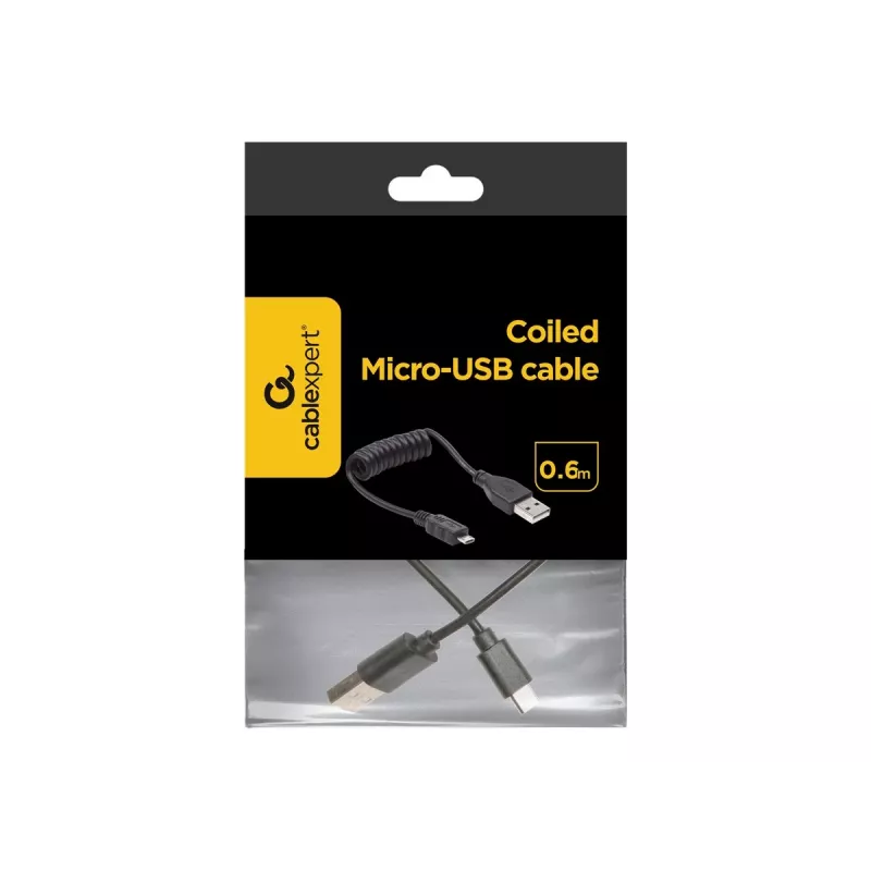 Gembird Cavo USB 2.0 USB-A a Micro-USB-B 0,6m Nero a spirale