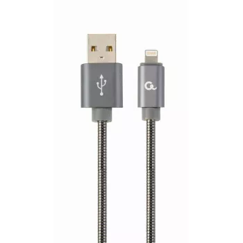Gembird Cavo USB-A a Lightning, spirale premium in metallo, 1m, grigio metallizzato