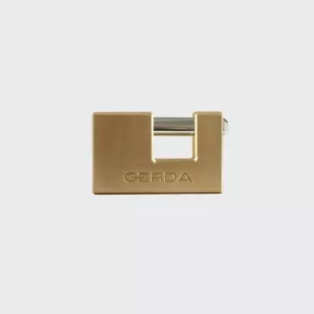Lucchetto GERDA KMT90 90 mm in ottone massiccio con archetto in acciaio temprato, con chiave, 3 chiavi, classe di sicurezza 6