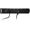 GETFORT 5P-3M-B-USB ciabatta con protezione da sovratensione, 5 prese AC, 2 porte USB-A, cavo 3m, nero