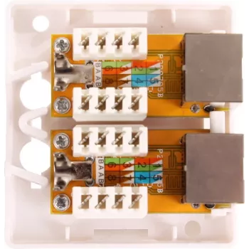 GETFORT GF-2G5EFTP presa RJ45 da parete schermata, 2 porte, Cat.5e, bianco
