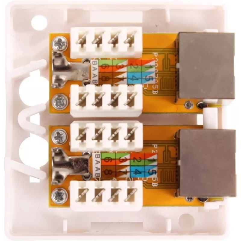 GETFORT GF-2G5EFTP presa RJ45 da parete schermata, 2 porte, Cat.5e, bianco