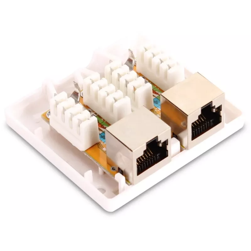 GETFORT GF-2G5EFTP presa RJ45 da parete schermata, 2 porte, Cat.5e, bianco