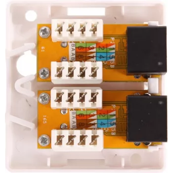 GETFORT GF-2G5EUTP presa di rete doppia RJ45 Cat.5e UTP da parete, bianco