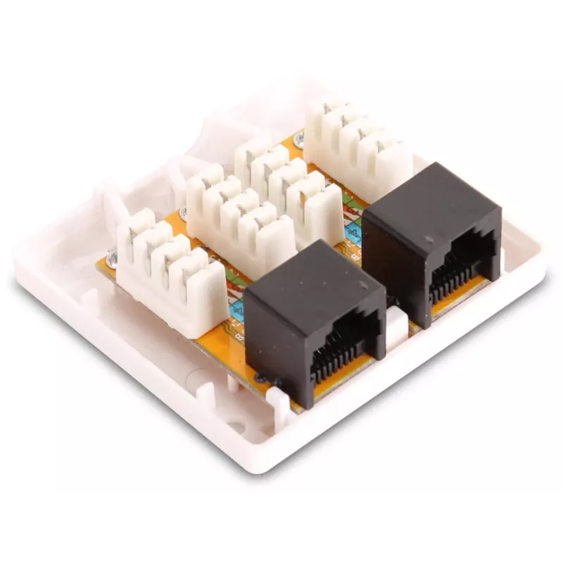 GETFORT GF-2G5EUTP presa di rete doppia RJ45 Cat.5e UTP da parete, bianco