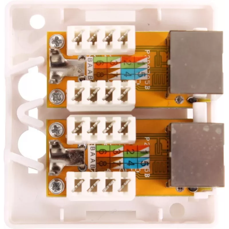 GETFORT GF-2G6FTP Presa di rete da parete schermata, 2x RJ45, Cat6 FTP, bianca