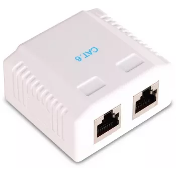 GETFORT GF-2G6UTP Presa di rete RJ45 Cat.6 UTP a 2 porte da superficie, Bianco