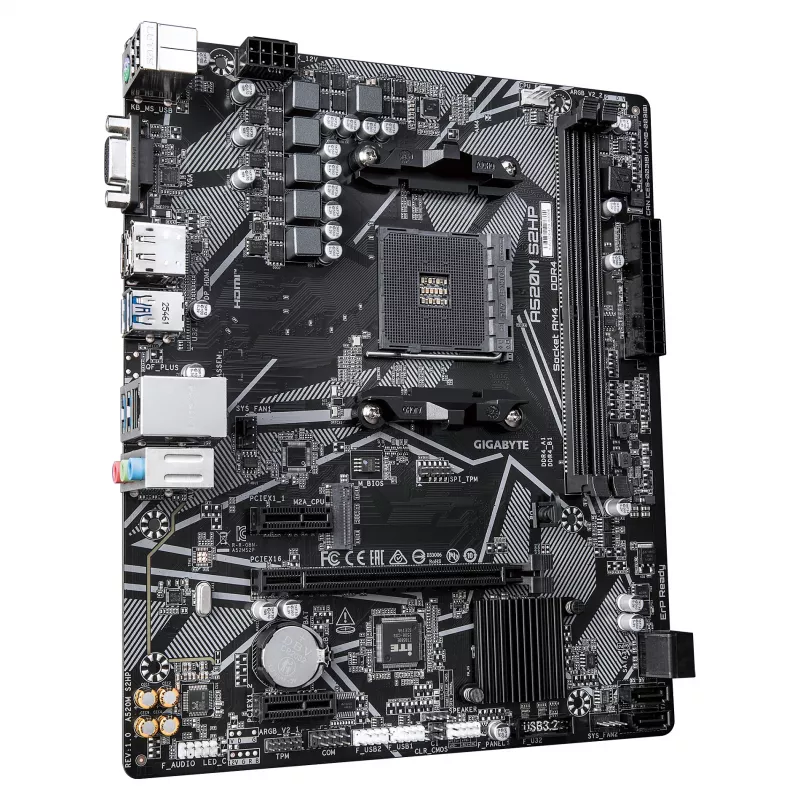 GIGABYTE A520M S2HP scheda madre AM4 Micro-ATX, DDR4, HDMI, D-Sub, DisplayPort, M.2, Gigabit LAN