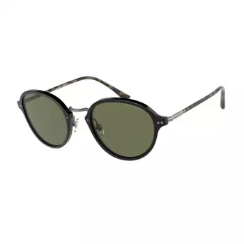 GIORGIO ARMANI Occhiali da sole donna AR8139-500131 Montatura in acetato nera, forma squadrata, lenti grigie, 51 mm