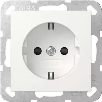 Gira 418327 presa SCHUKO con SafetyPlus, morsetti a vite, System 55, bianco puro opaco