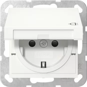 Gira 441427 presa SCHUKO con coperchio a ribalta, System 55, bianco puro