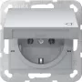 GIRA 445426 presa SCHUKO System 55 da incasso alluminio con coperchio a ribalta, 16 A, 250 V, IP44