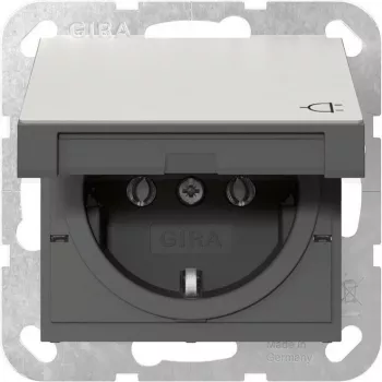 Gira 4454600 presa SCHUKO con coperchio a ribalta, System 55, acciaio inox