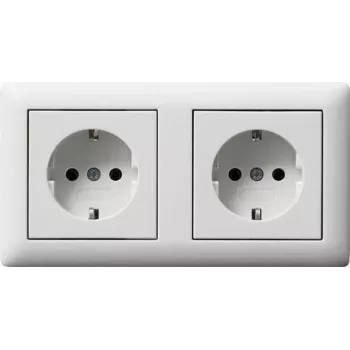 GIRA 479304 Presa SCHUKO 2 posti pre-cablata con placca, bianco puro