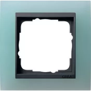Gira Event opaco antracite con placca centrale blu placca coprifrutto 1 modulo 021185