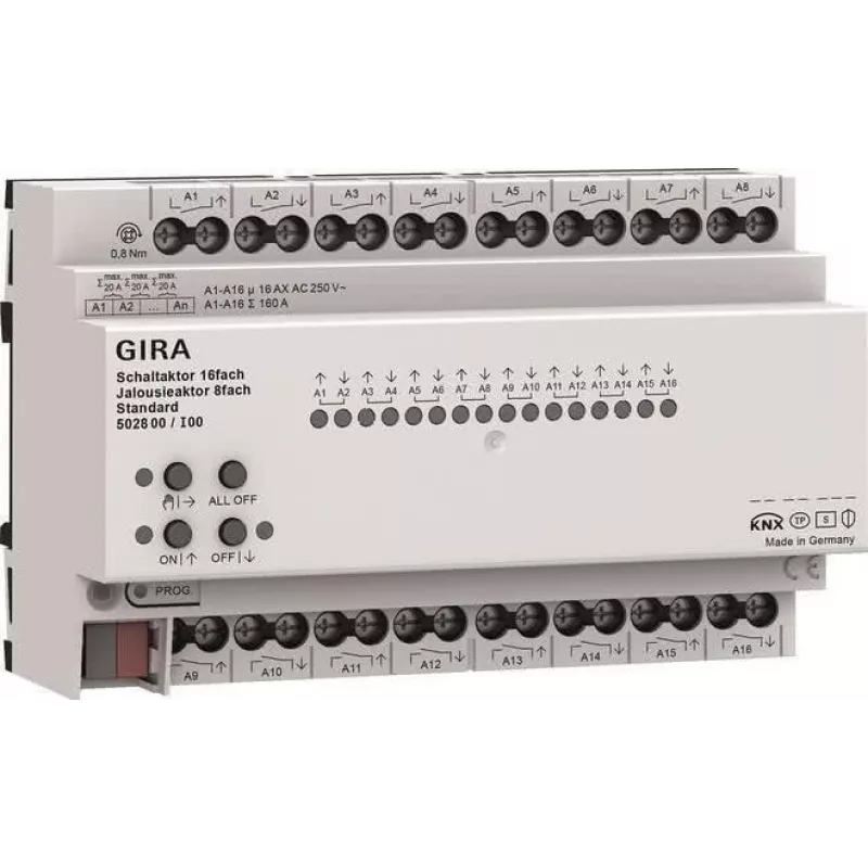 Gira KNX attuatore per commutazione e tapparelle/avvolgibili 16/8 canali 16 A REG Plus con KNX Secure 502800