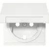 Gira 492227 copertura con coperchio a cerniera per presa SCHUKO, bianco puro opaco