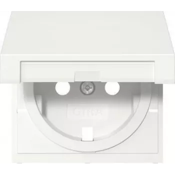 Gira 492227 copertura con coperchio a cerniera per presa SCHUKO, bianco puro opaco