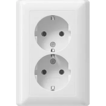 Gira Standard 55 presa doppia SCHUKO, bianco puro, morsetti push-in, senza griffe 078803