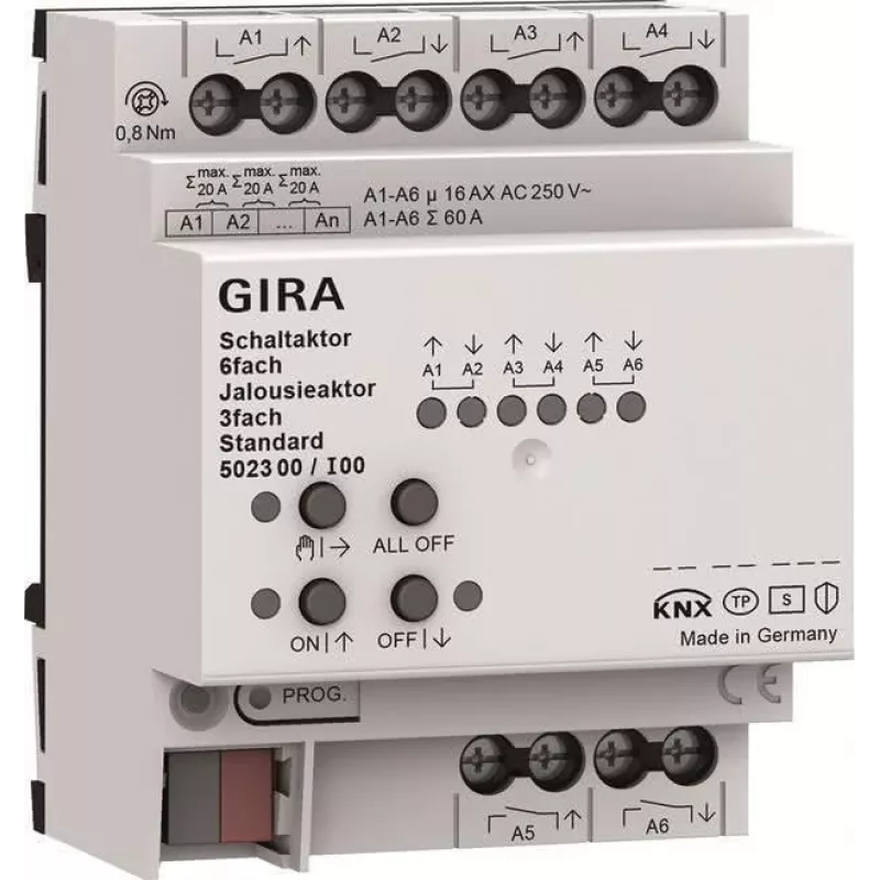 Gira attuatore di commutazione e tapparella 6f/3f 16 A 502300