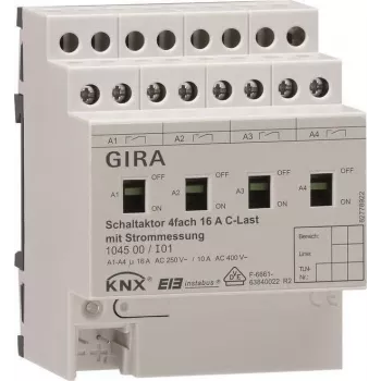 GIRA attuatore di commutazione 4 canali guida DIN KNX/EIB 16A carico C 104500