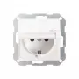 Gira System 55 Presa Schuko con coperchio a ribalta, bianco puro satinato 045427