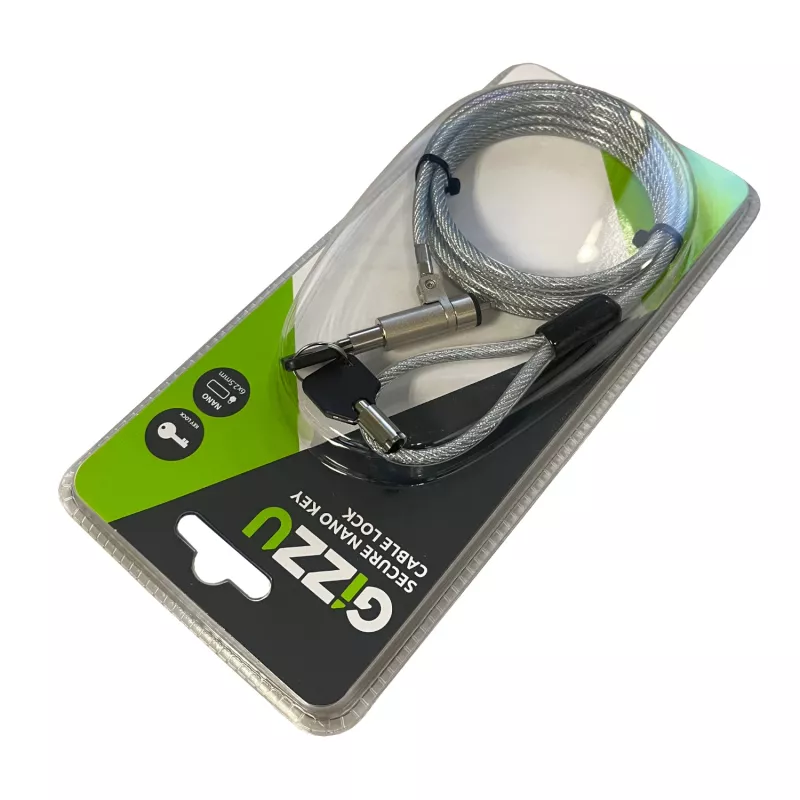 GIZZU Cavo di sicurezza Nano Key Lock 1,8 m con chiave - nero