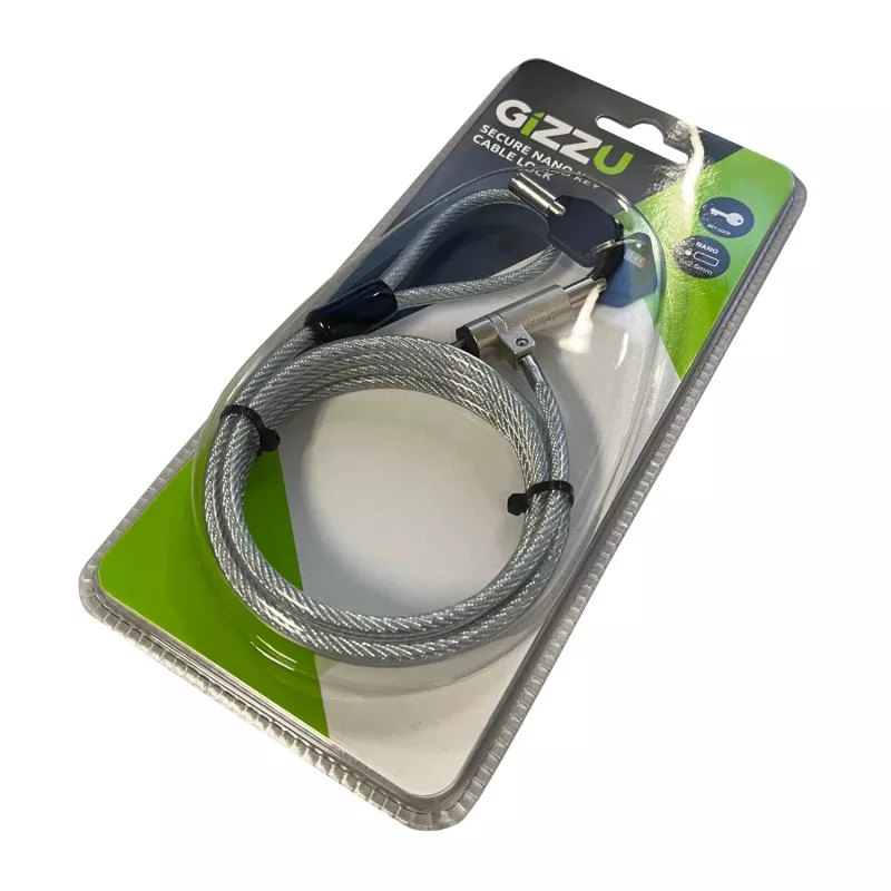 GIZZU Cavo di sicurezza Nano Key Lock 1,8 m con chiave - nero
