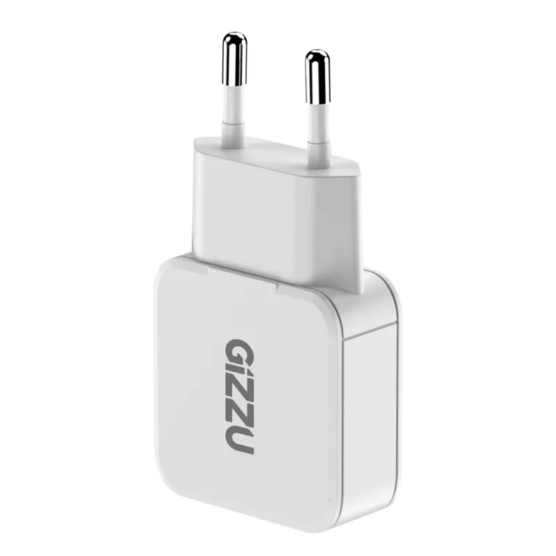 Gizzu caricabatterie da parete GaN 2 porte 30W USB-C PD + USB-A QC bianco