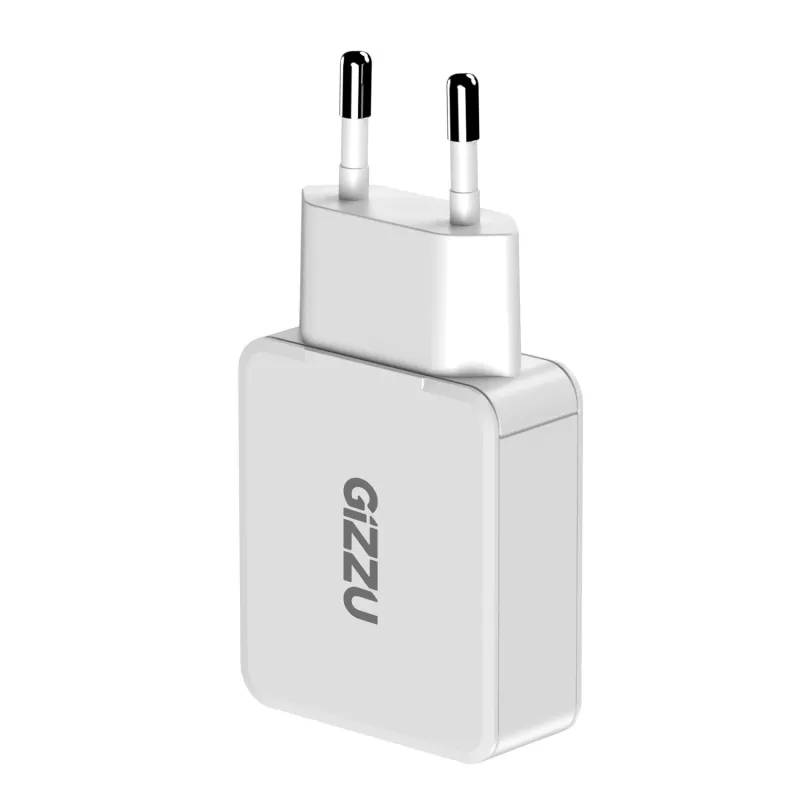 Gizzu Caricabatterie da parete GaN 2 porte 45W USB-C PD e USB-A QC bianco