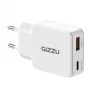 Gizzu Caricabatterie da parete GaN 2 porte 45W USB-C PD e USB-A QC bianco
