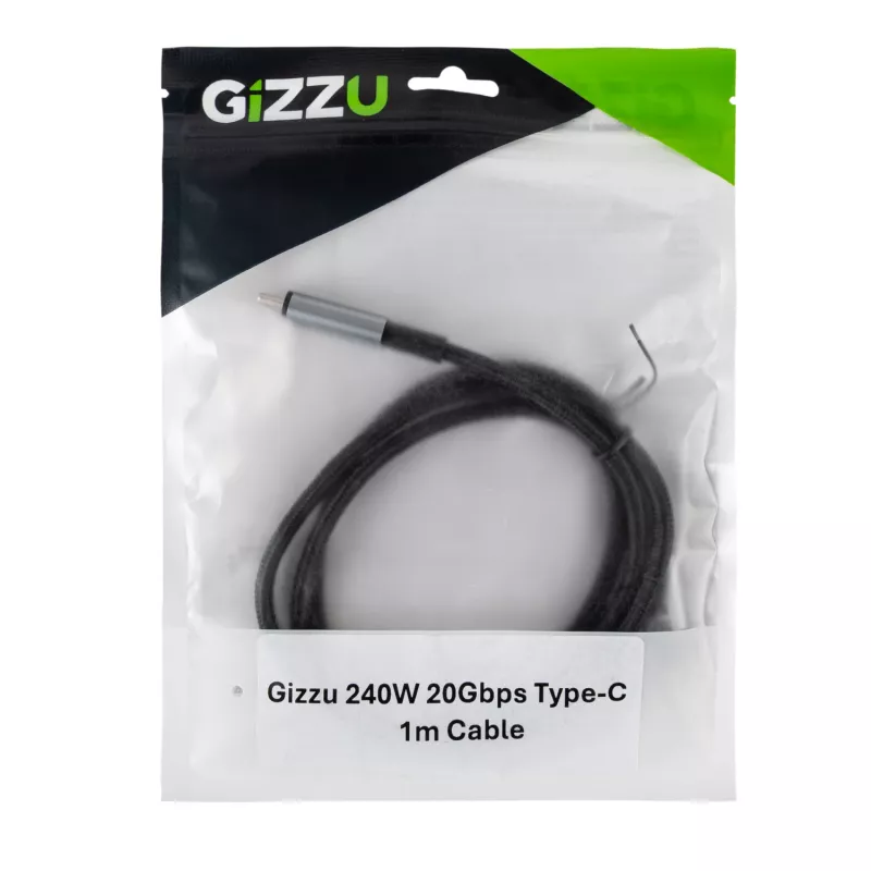 GIZZU Cavo USB-C a USB-C 240W 20Gbps 2m nero