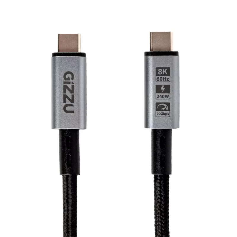 GIZZU Cavo USB-C a USB-C 240W 20Gbps 2m nero
