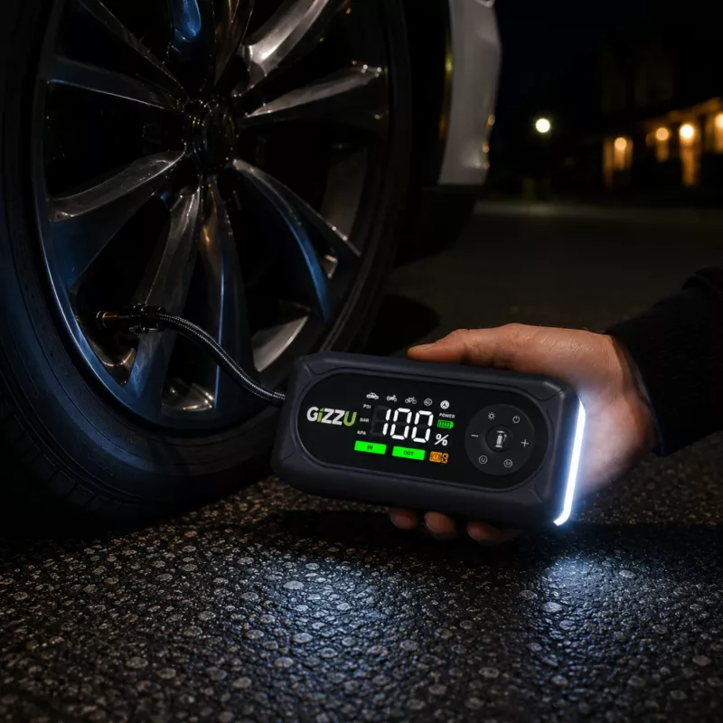 Gizzu Avviatore di emergenza e compressore d'aria 4-in-1