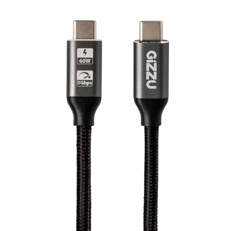 GIZZU cavo USB-C a USB-C 60W 5Gbps 2m nero