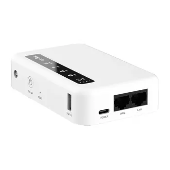 GL.iNet Puli 4G LTE router portatile con batteria 5000mAh, OpenWrt, VPN, Wi-Fi 4, 2x Ethernet, USB, MicroSD, nero
